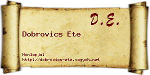 Dobrovics Ete névjegykártya